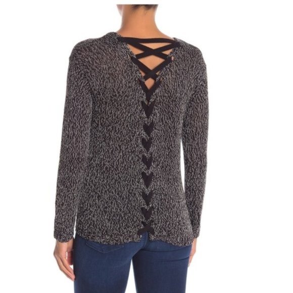 Modern Designer Lattice Back Knit Sweater - Picture 2 of 6